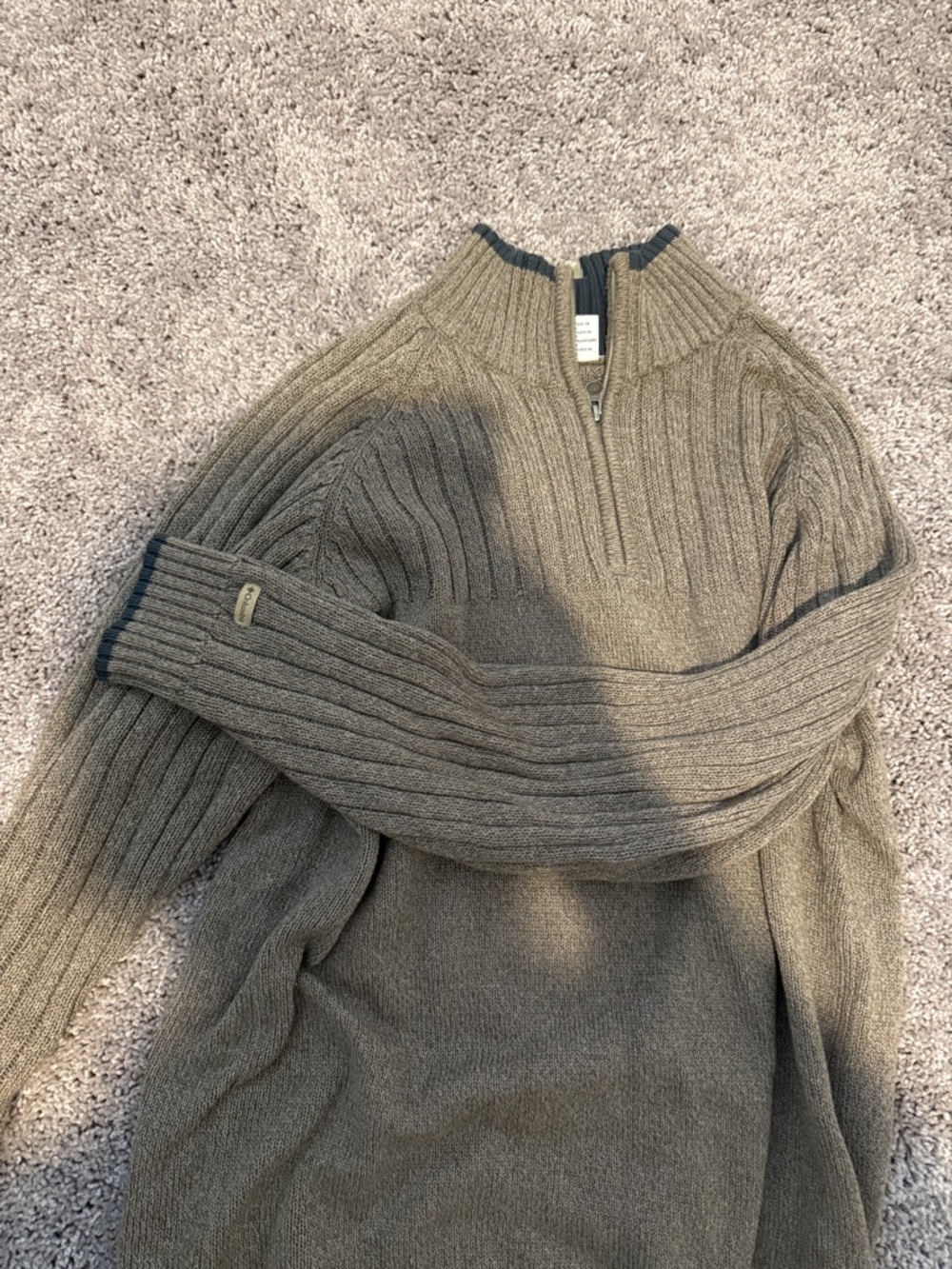 Columbia Men's Zip-Neck Ribbed Sweater in Olive